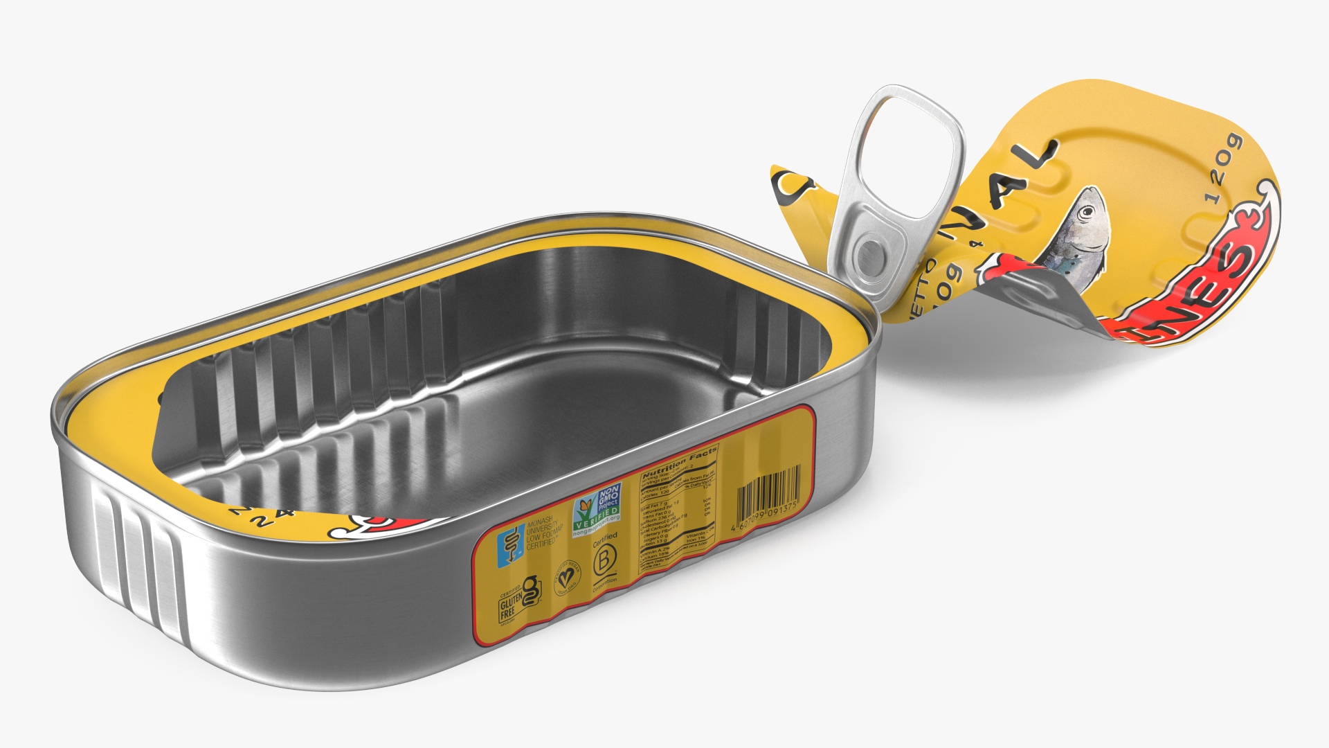 3D model Open Pull Ring Sardine Tin Can