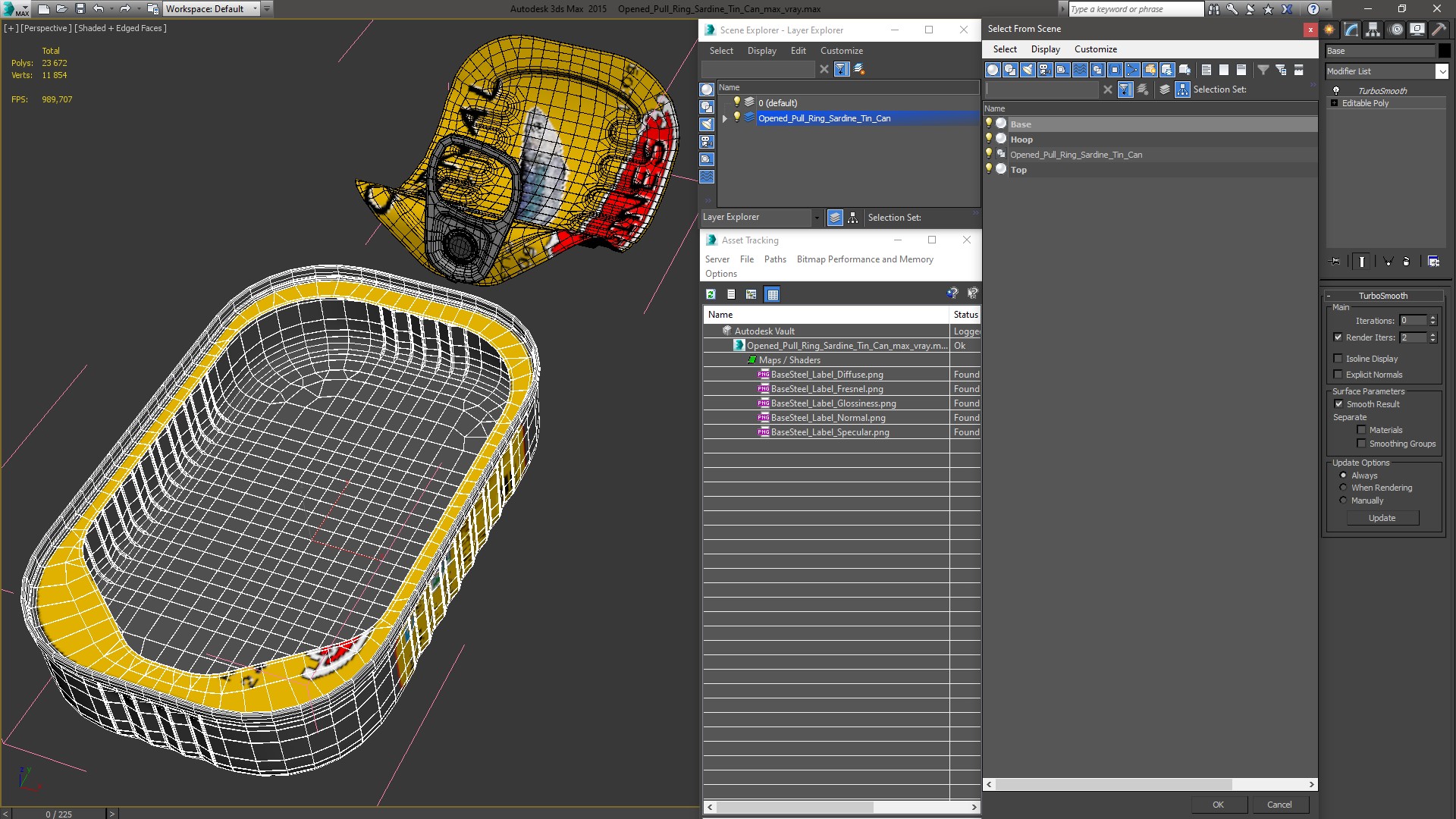 3D model Open Pull Ring Sardine Tin Can