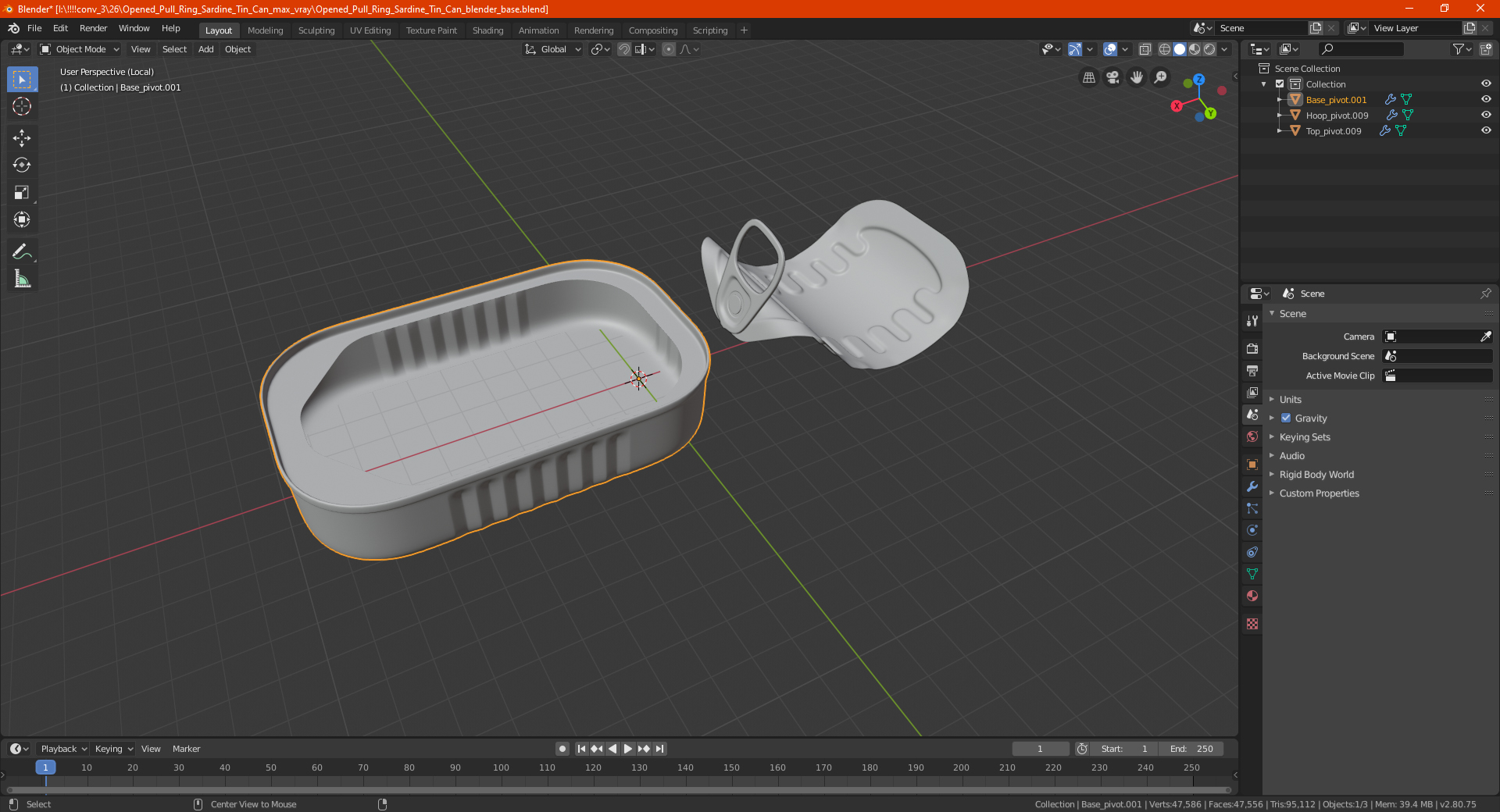 3D model Open Pull Ring Sardine Tin Can