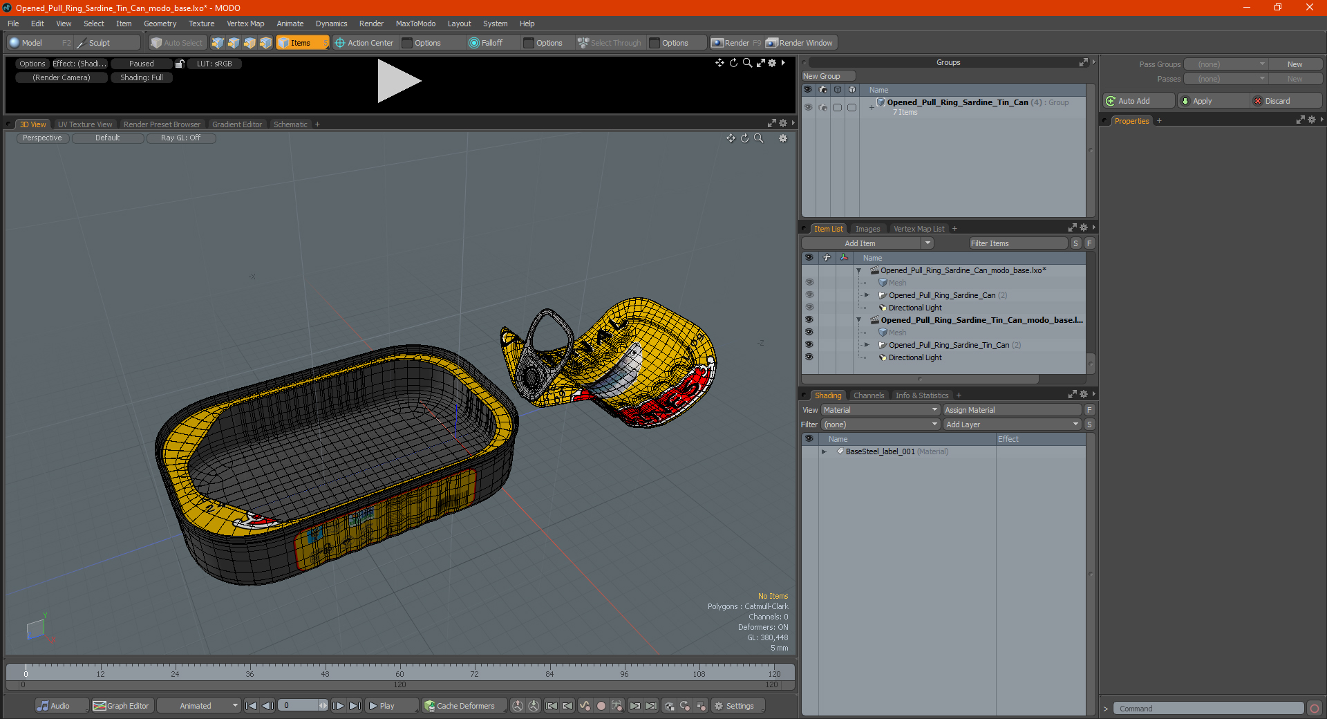 3D model Open Pull Ring Sardine Tin Can