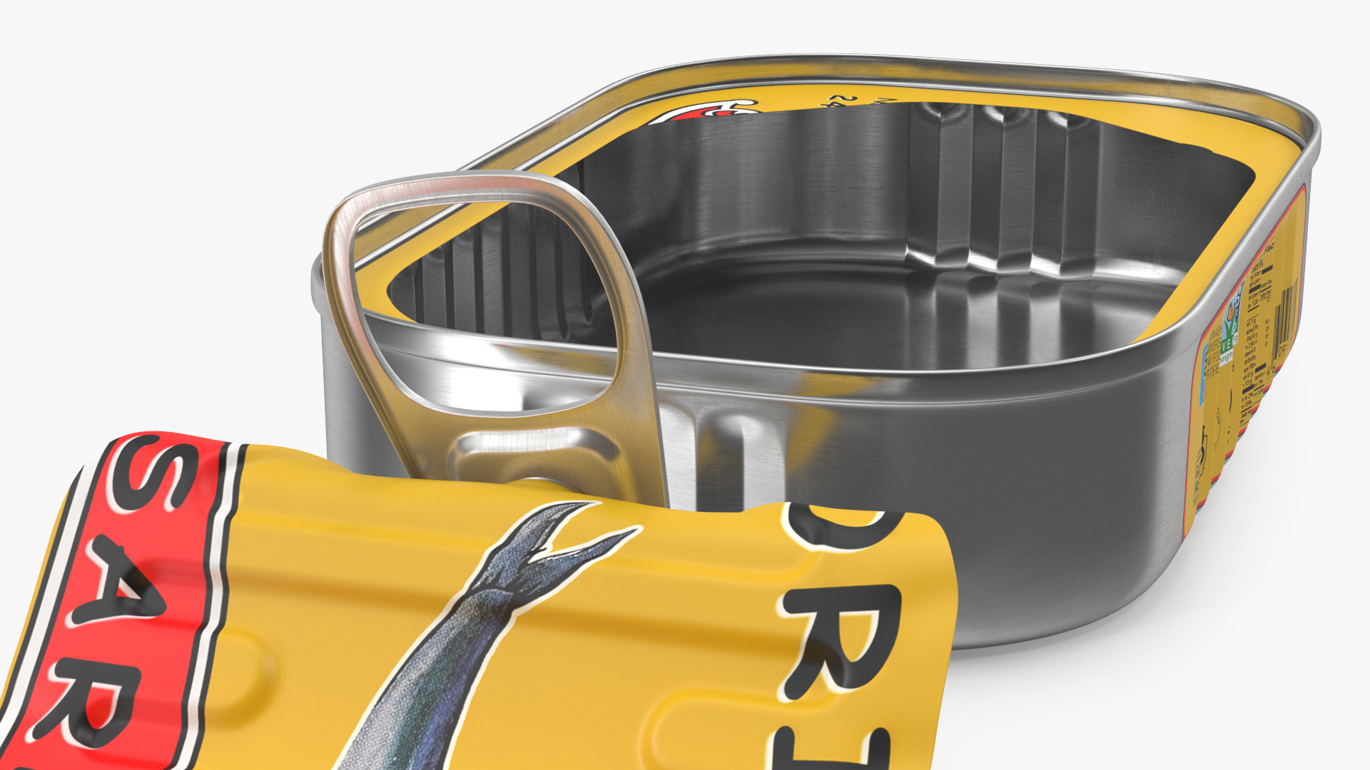 3D model Open Pull Ring Sardine Tin Can