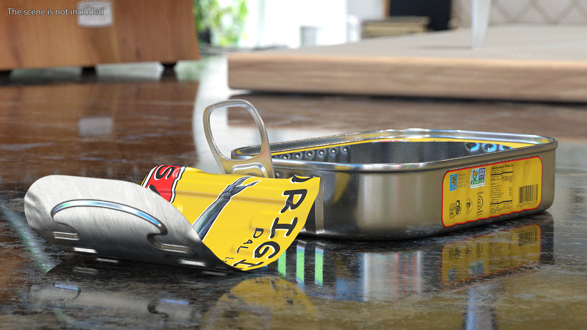 3D model Open Pull Ring Sardine Tin Can