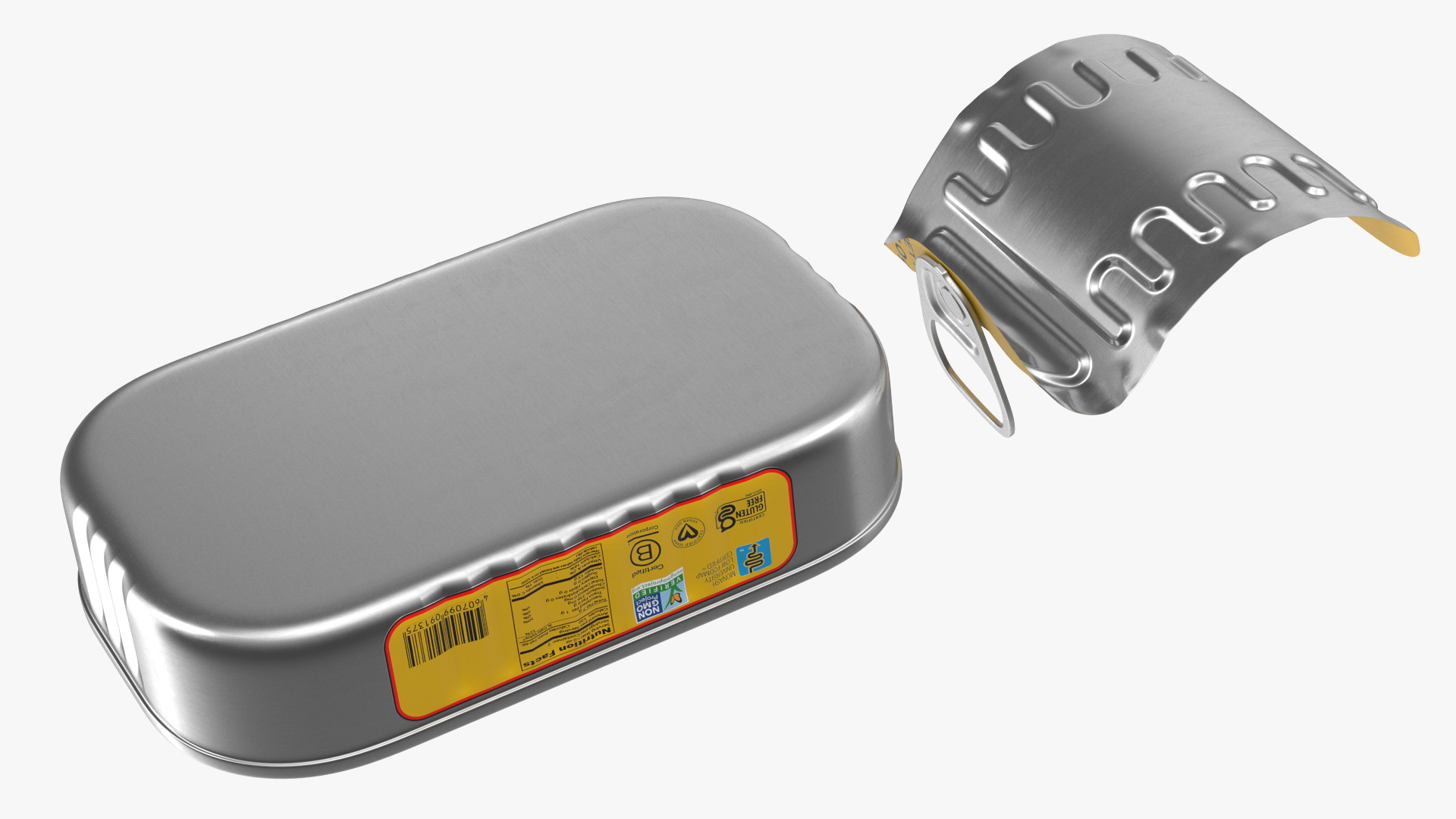 3D model Open Pull Ring Sardine Tin Can