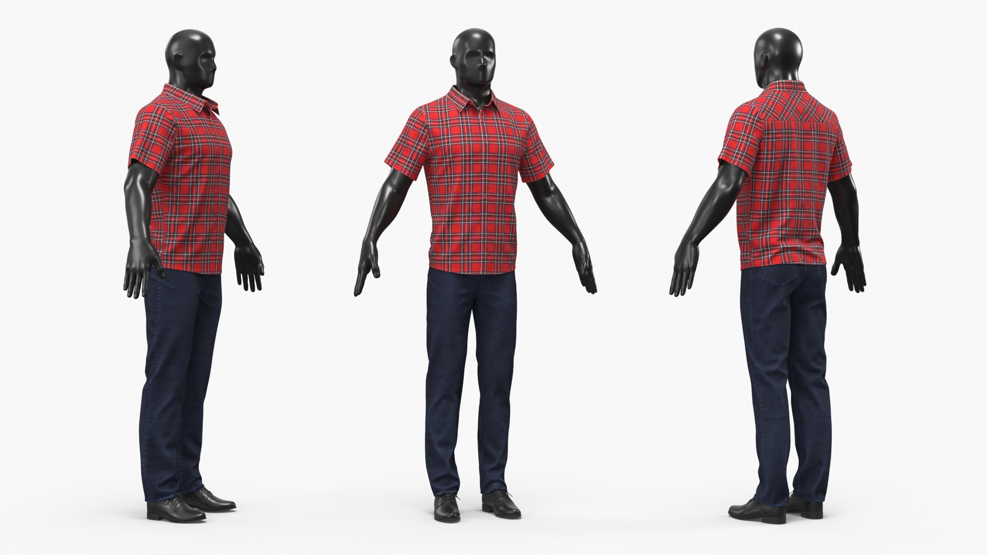 Mens Tartan Casual Outfit Set Red - view 2