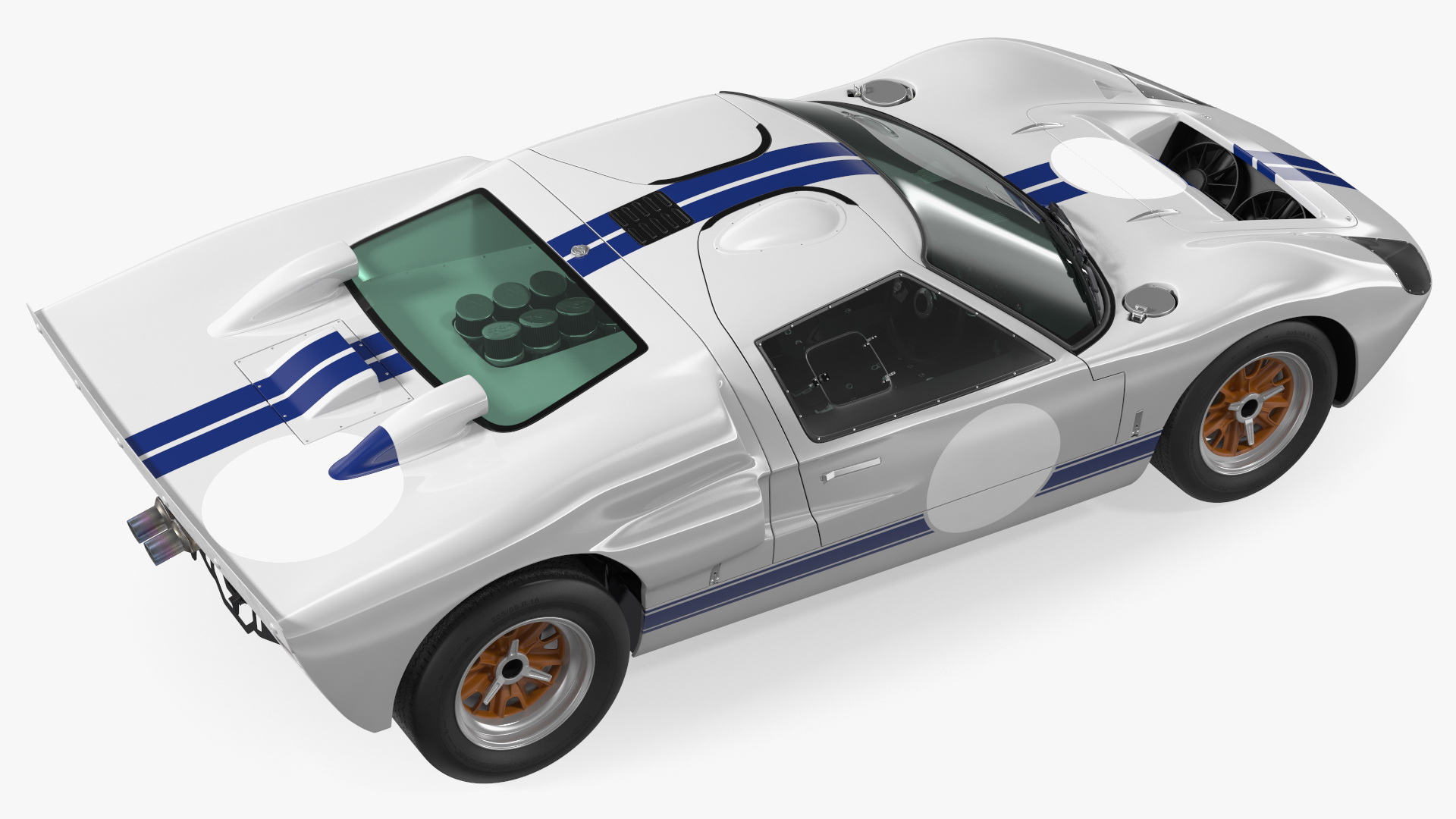 3D Classic Racing Car White Rigged