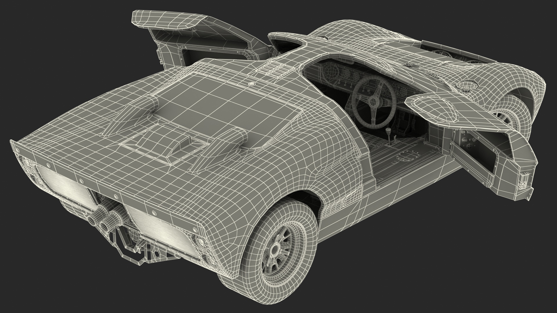 3D Classic Racing Car White Rigged