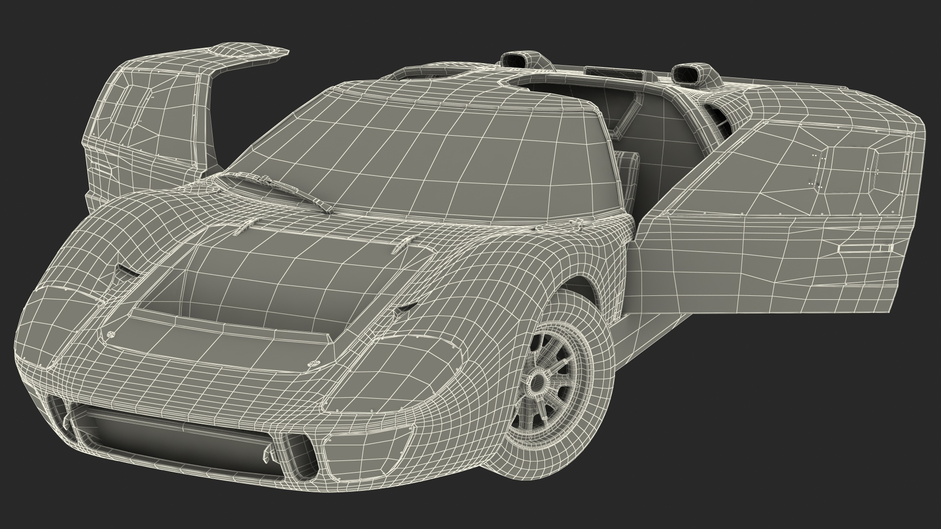 3D Classic Racing Car White Rigged