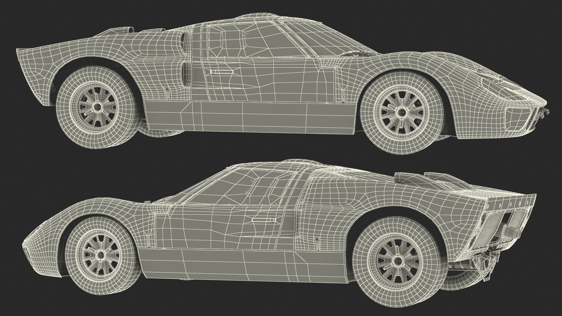 3D Classic Racing Car White Rigged