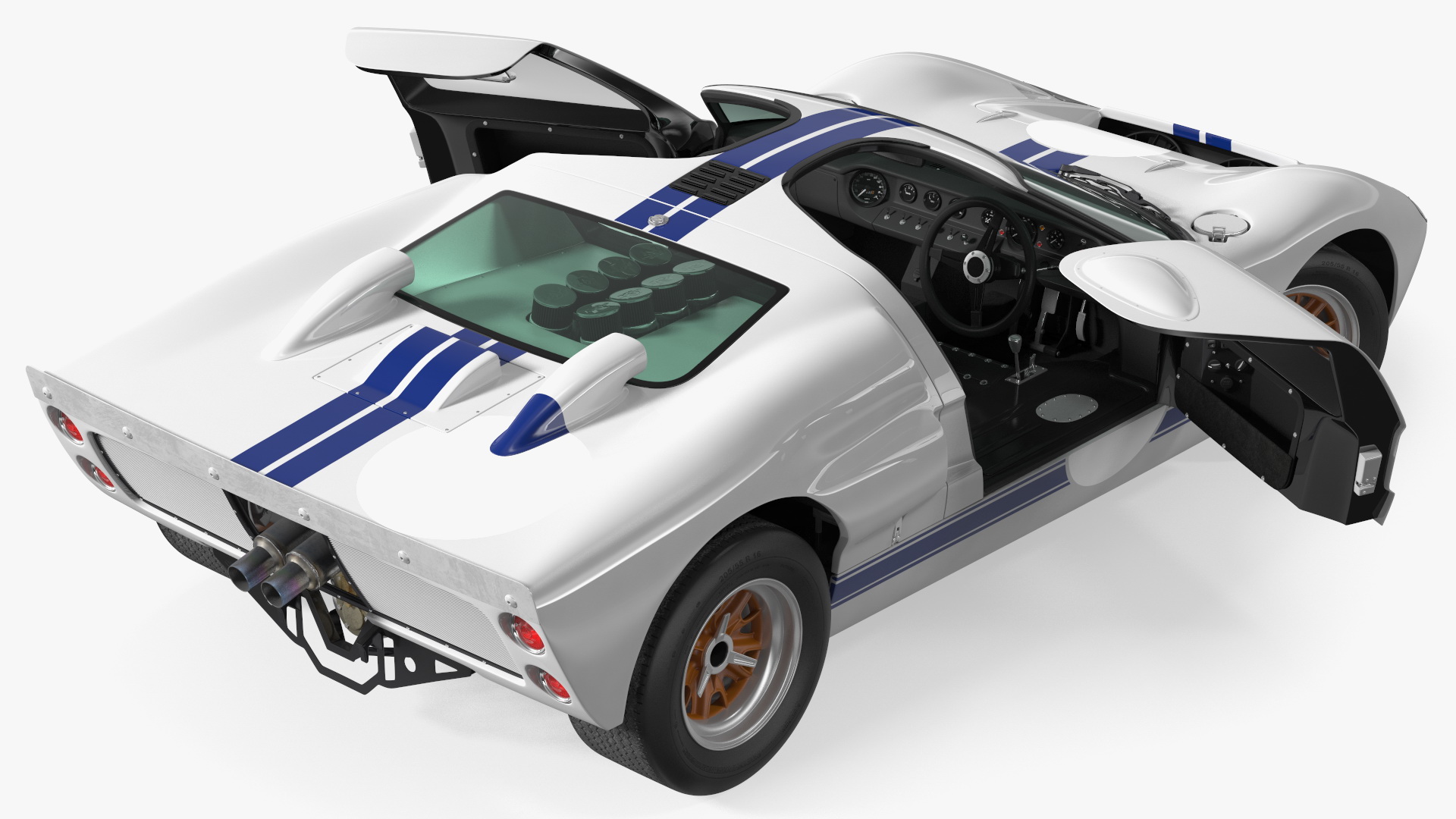 3D Classic Racing Car White Rigged