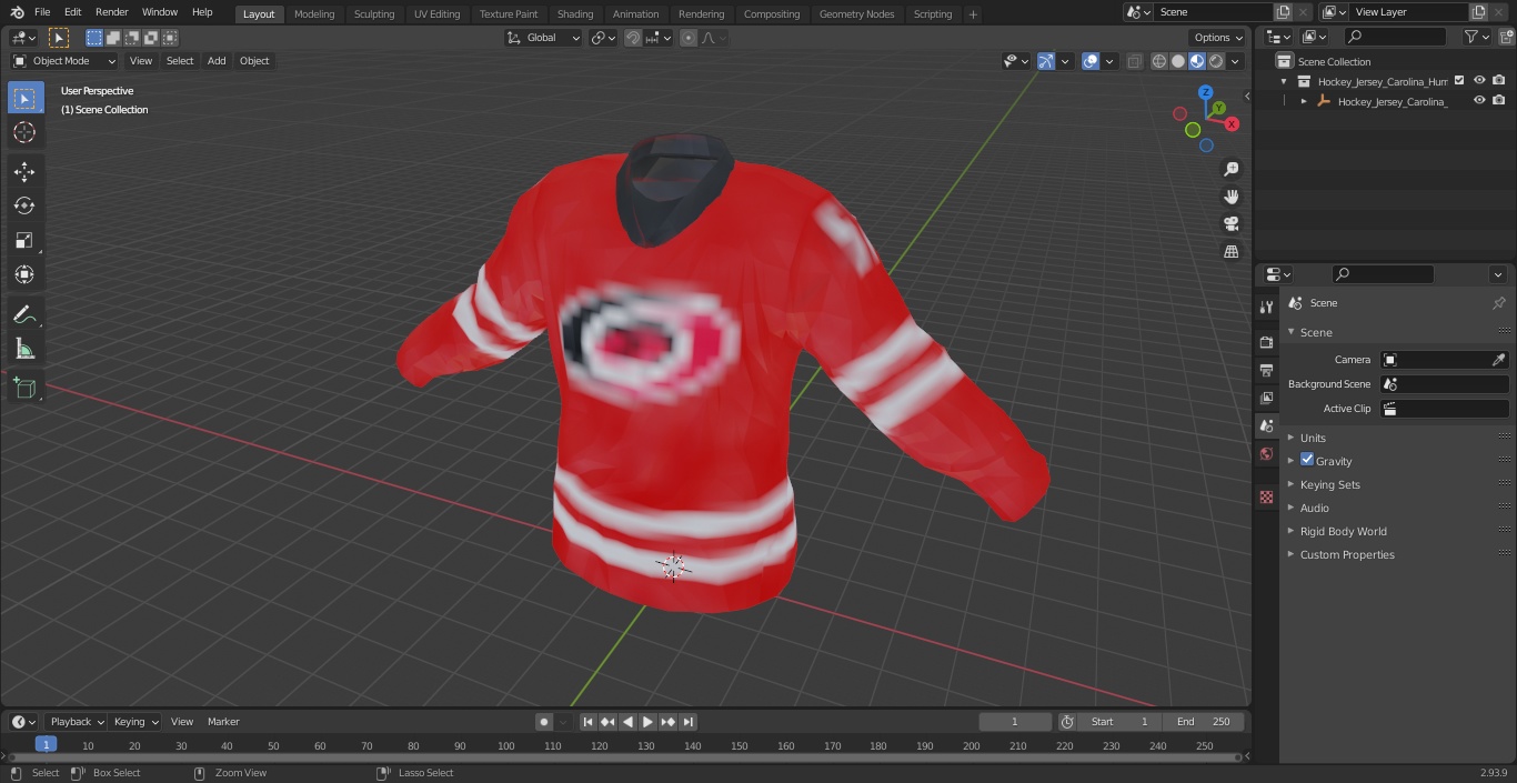 3D Hockey Jersey Carolina Hurricanes model
