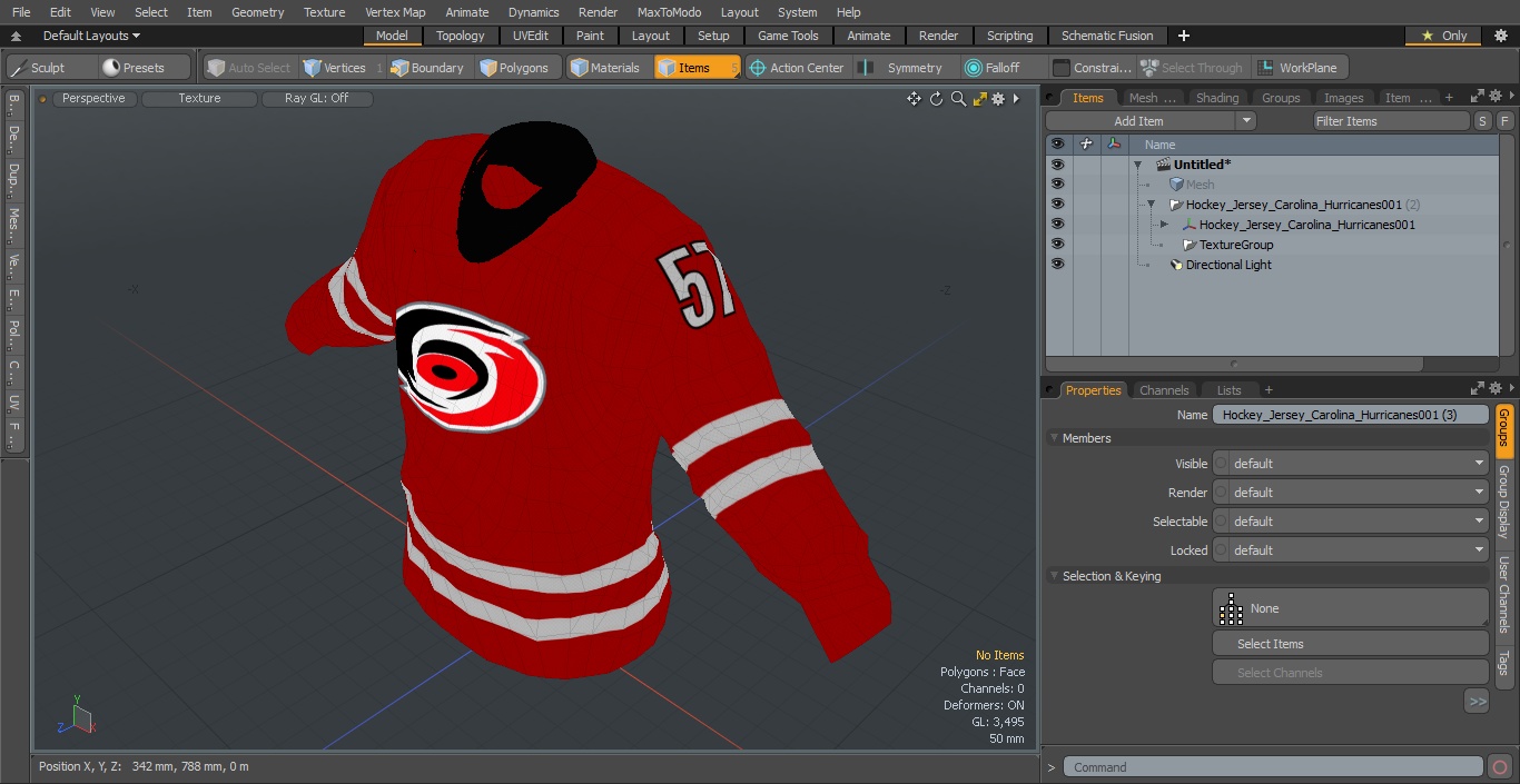 3D Hockey Jersey Carolina Hurricanes model