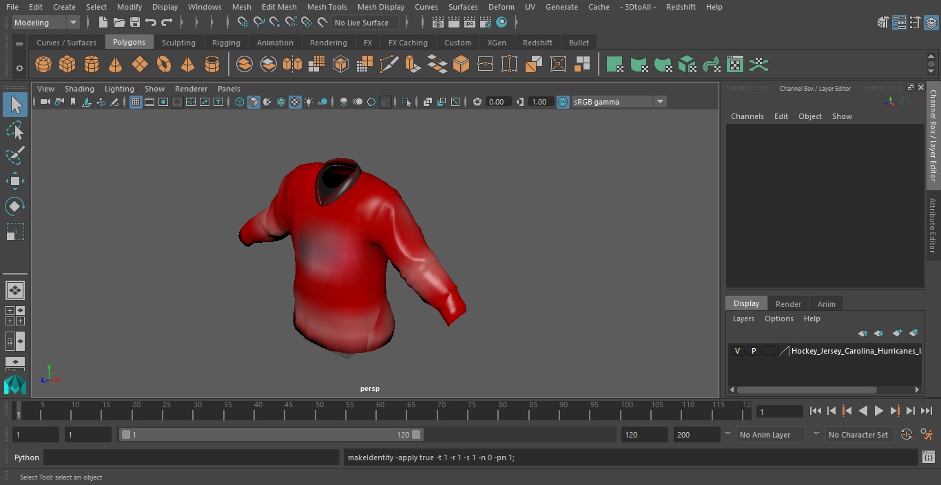 3D Hockey Jersey Carolina Hurricanes model