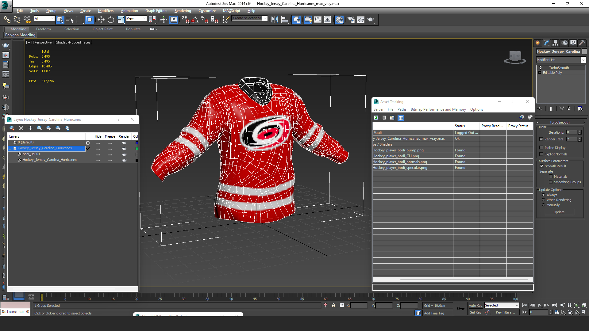 3D Hockey Jersey Carolina Hurricanes model