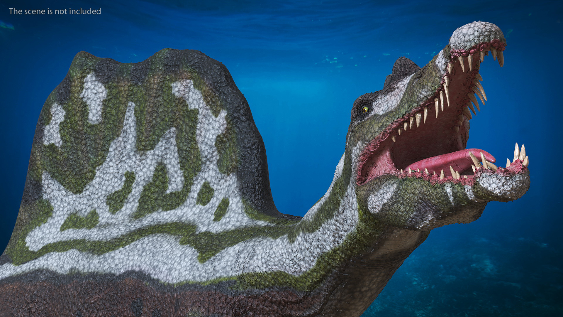 3D model Dinosaur Spinosaurus Green Swimming Pose
