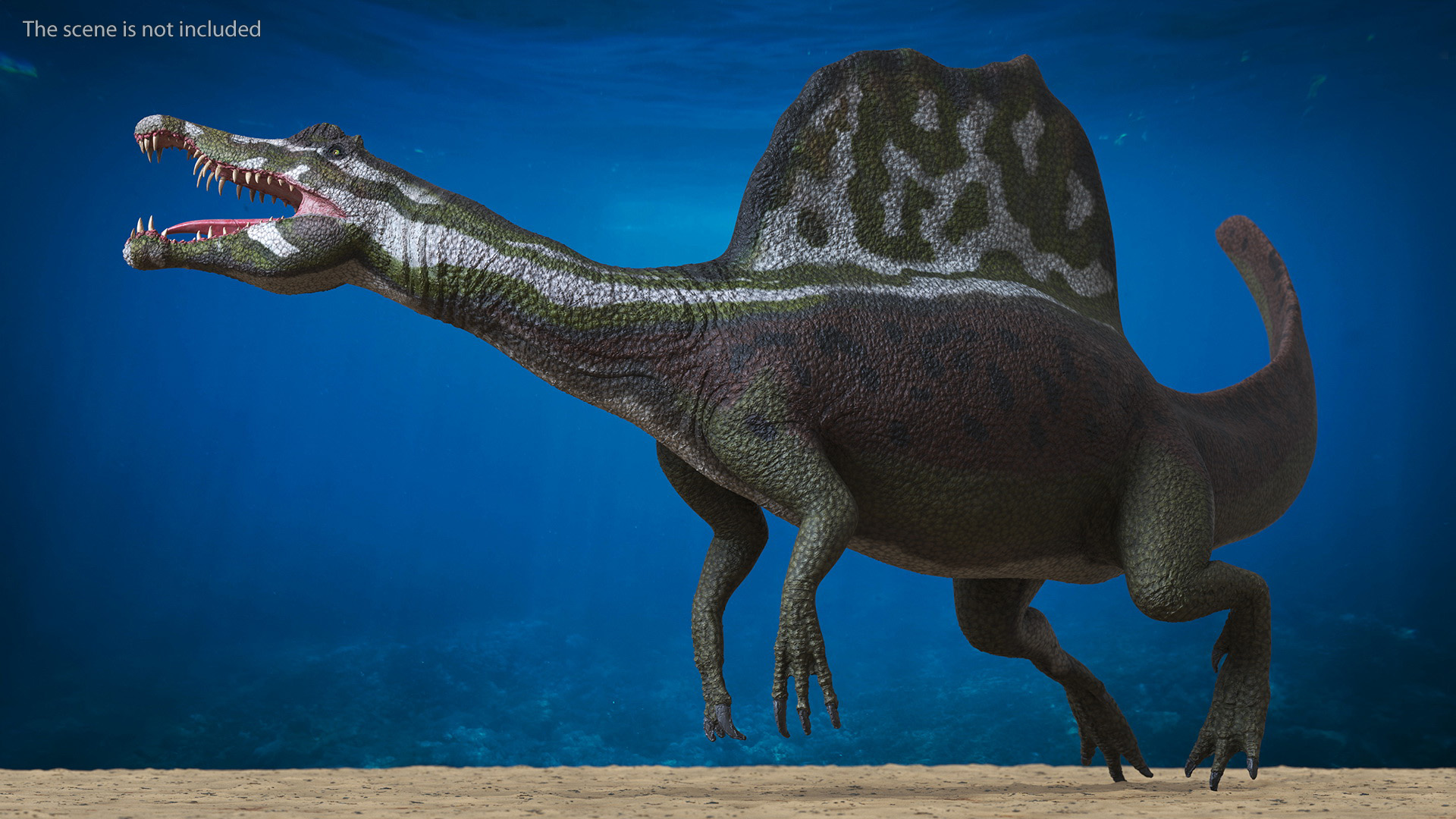 3D model Dinosaur Spinosaurus Green Swimming Pose