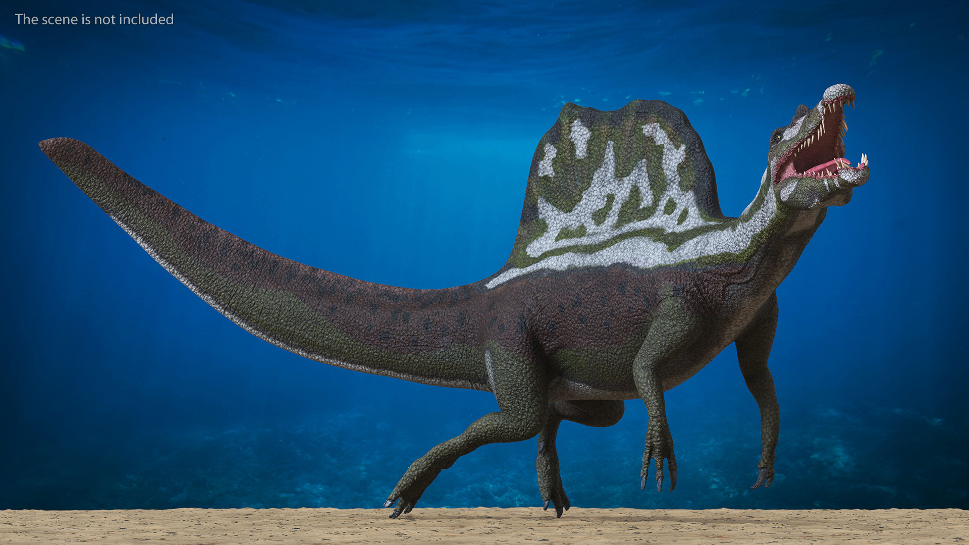 3D model Dinosaur Spinosaurus Green Swimming Pose