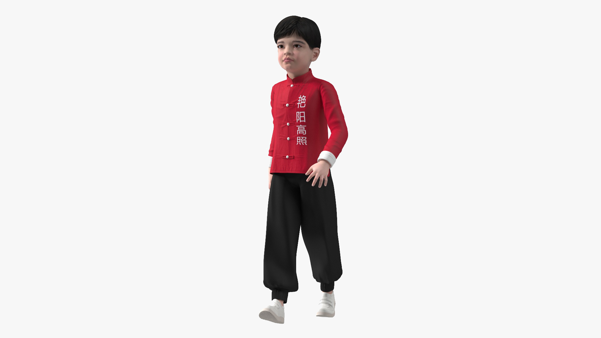 3D model Asian Boy Traditional Costume Rigged for Cinema 4D