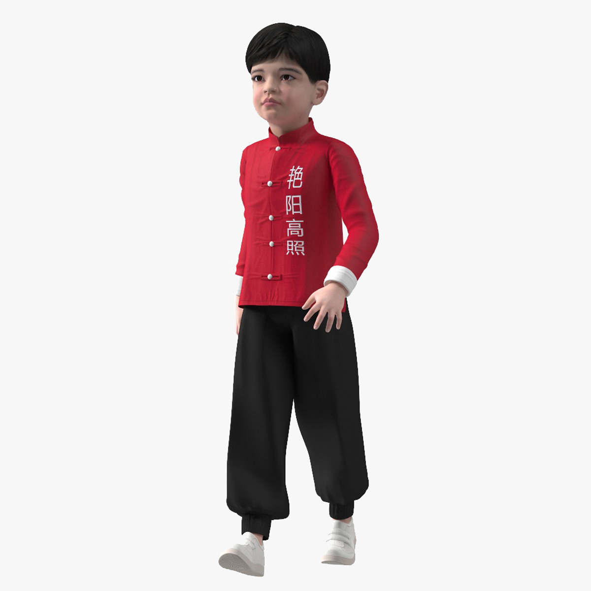 3D model Asian Boy Traditional Costume Rigged for Cinema 4D