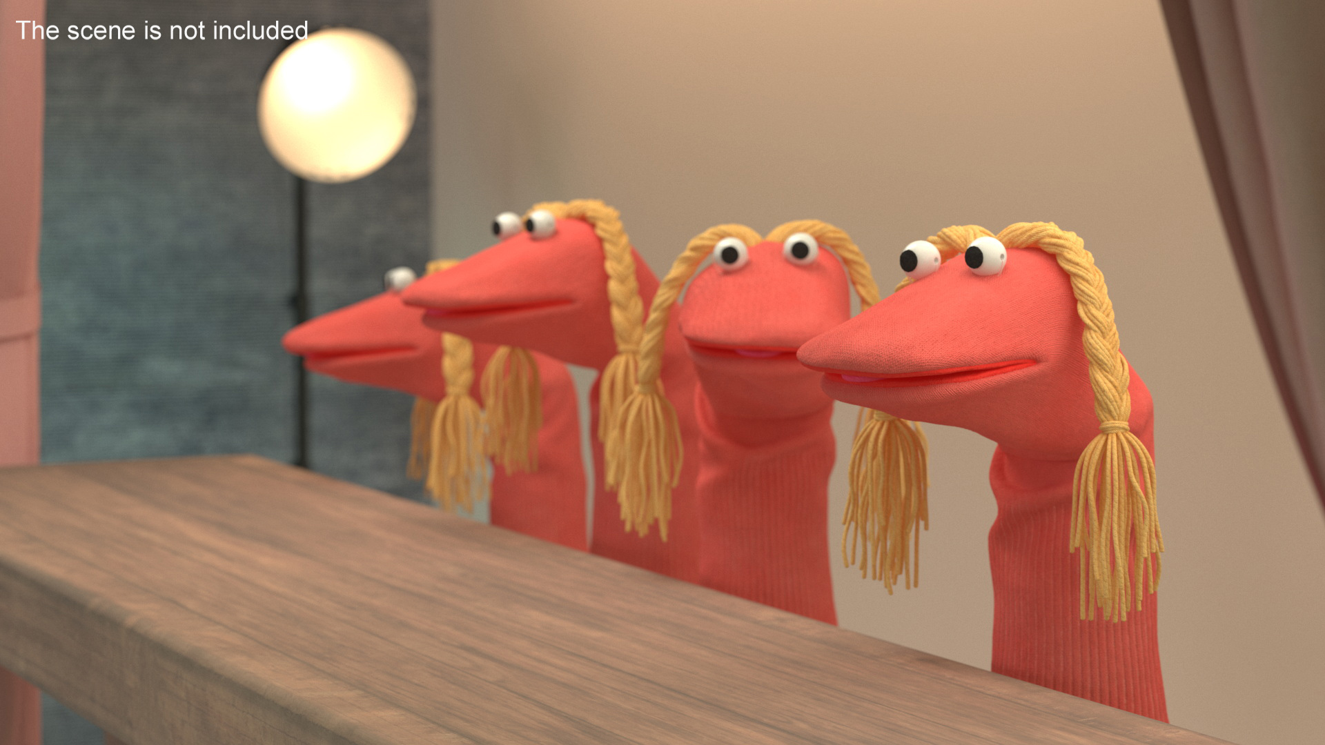 3D Sock Puppet with Googly Eyes Girl Pink model