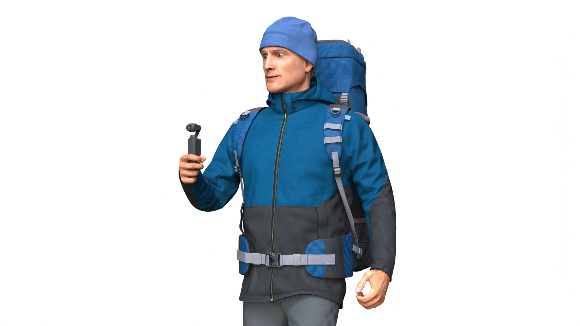 Traveler with Pocket Gimbal Camera 3D model