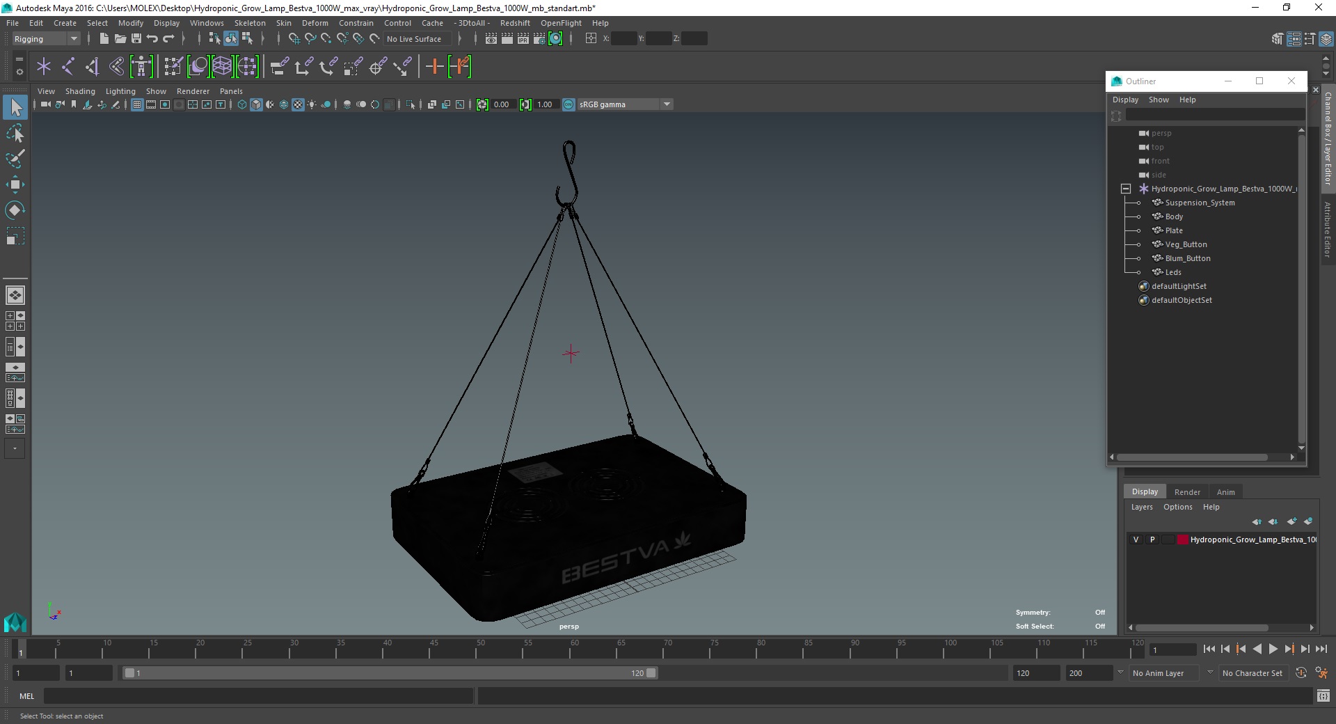 3D Hydroponic Grow Lamp Bestva 1000W model