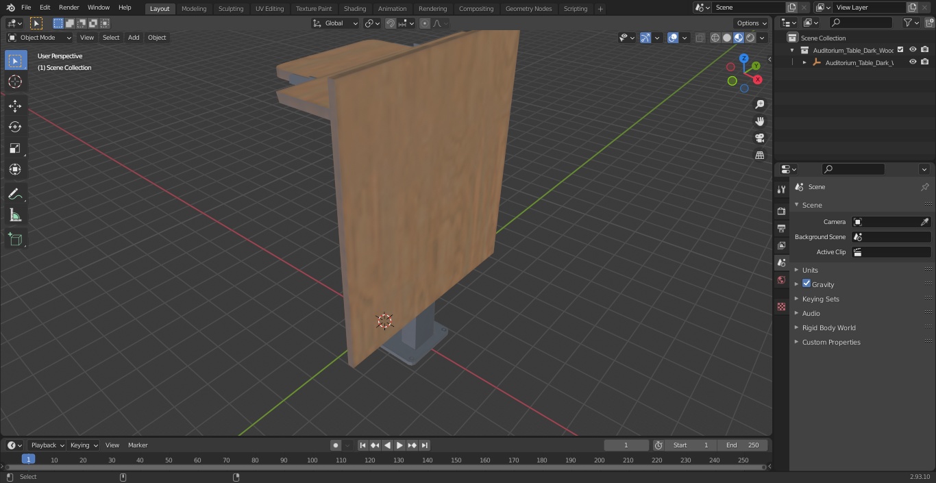 3D Auditorium Table Dark Wood