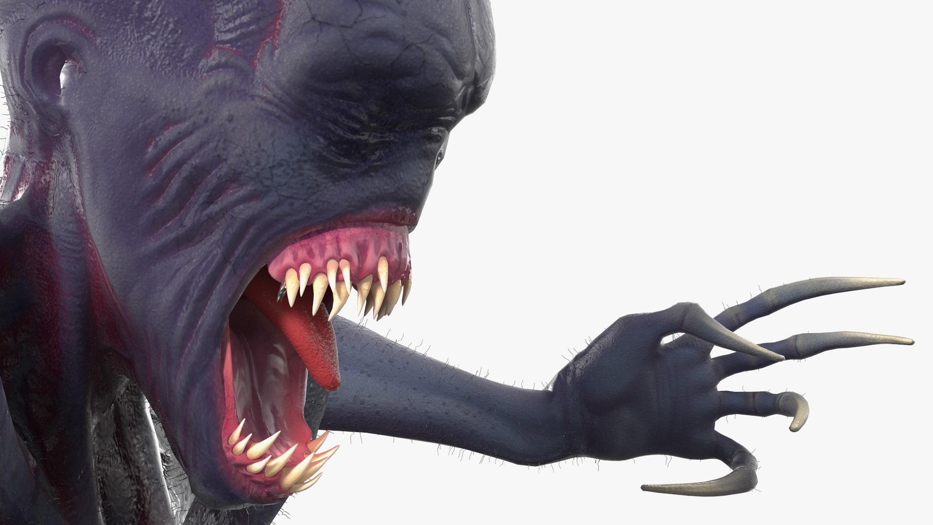 3D Scary Creature Attacking Pose Fur model