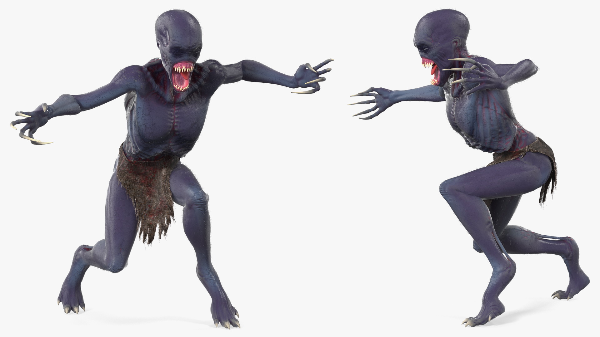 3D Scary Creature Attacking Pose Fur model