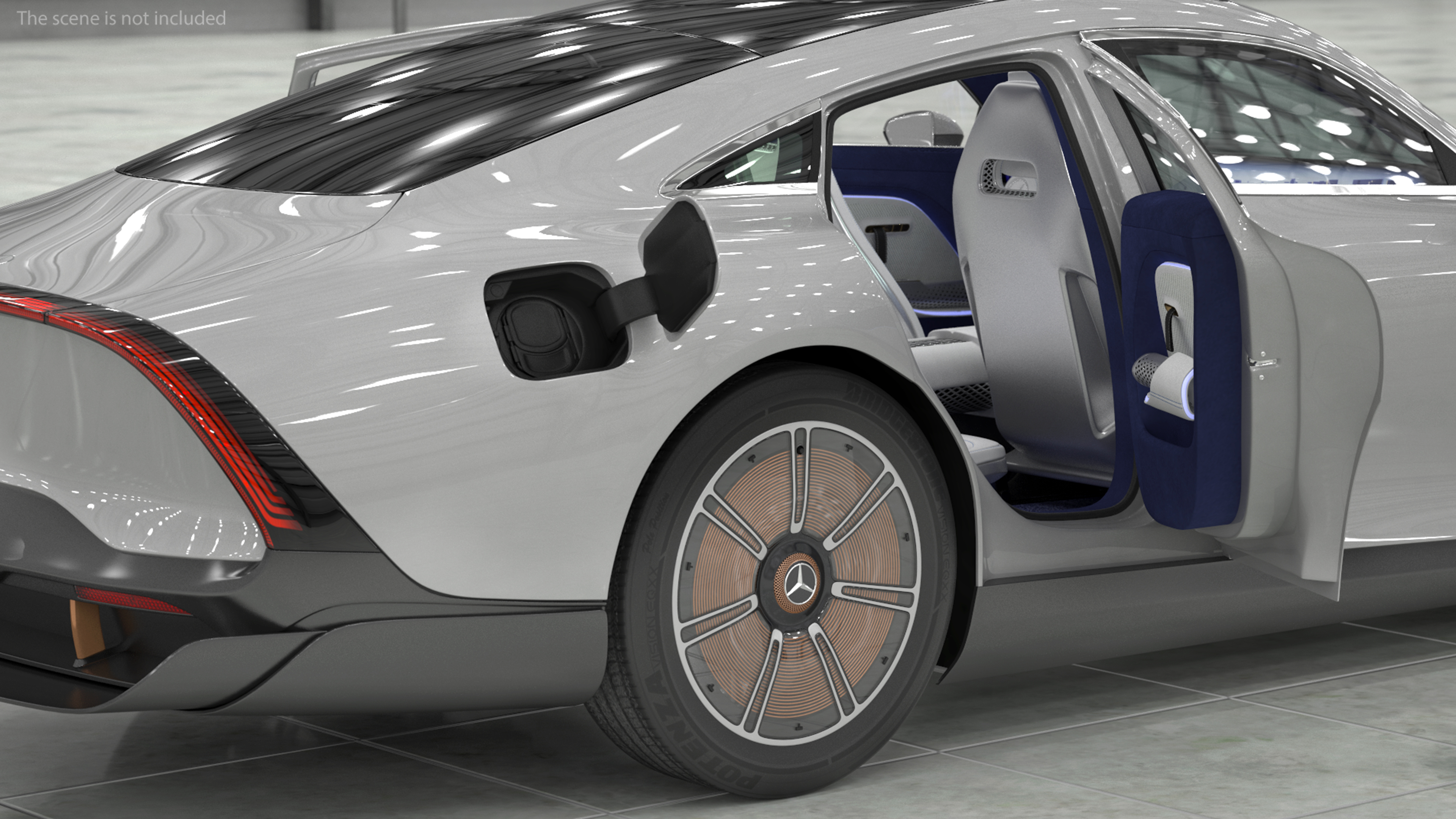 3D Electric Mercedes Benz VISION EQXX Lights On Rigged