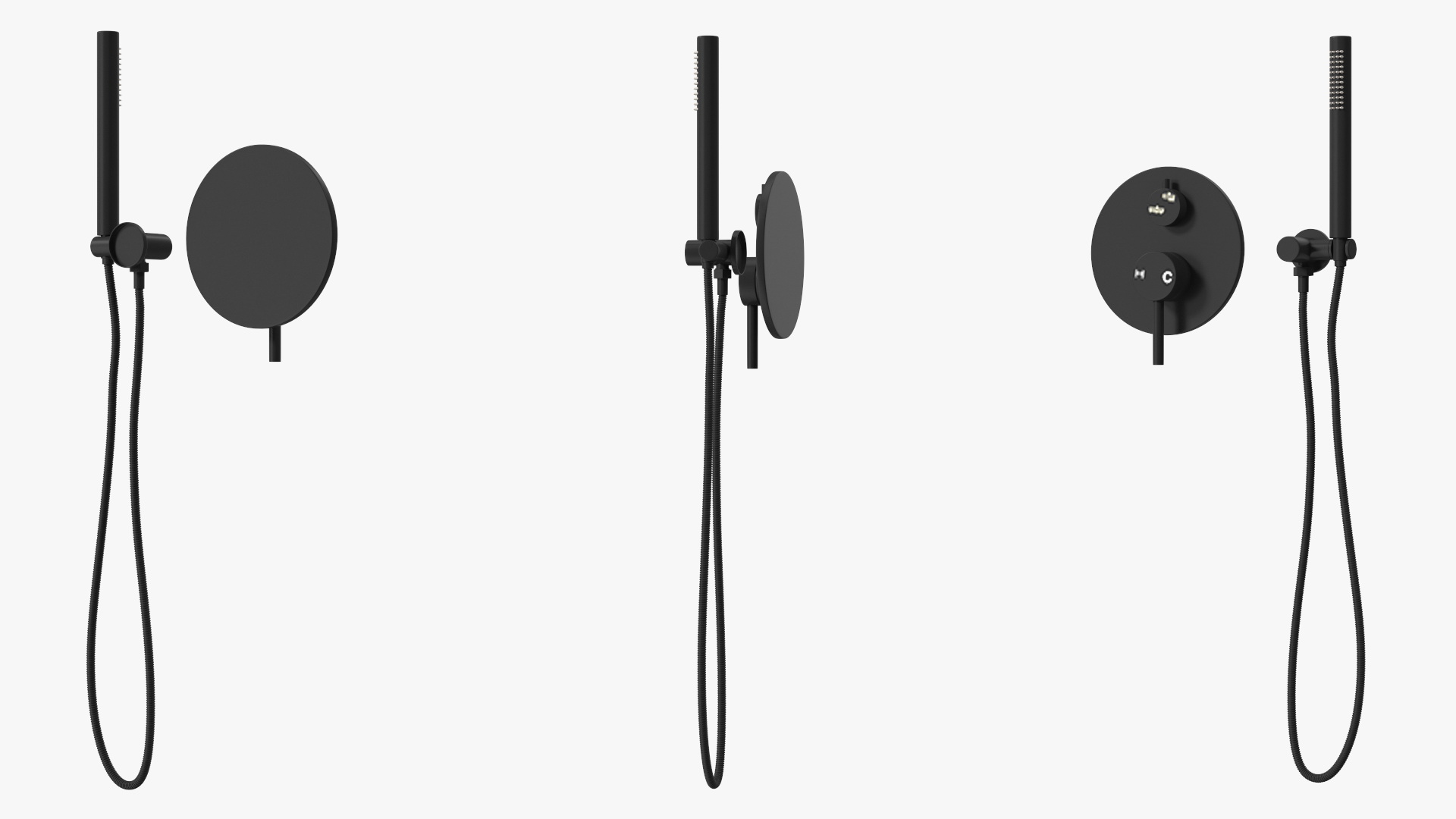 Shower System with Rainfall Head and Handheld Combo Black 3D