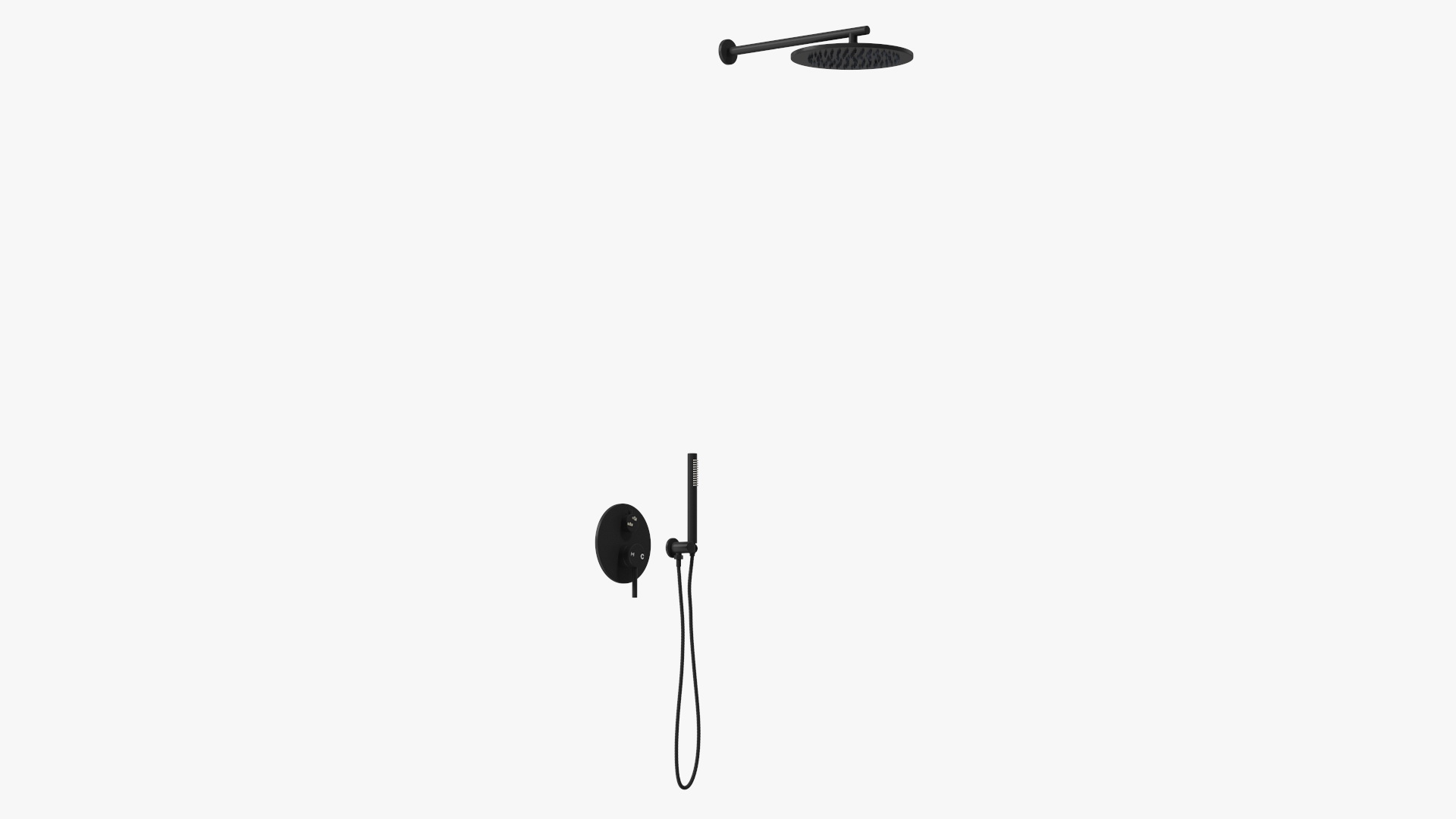 Shower System with Rainfall Head and Handheld Combo Black 3D