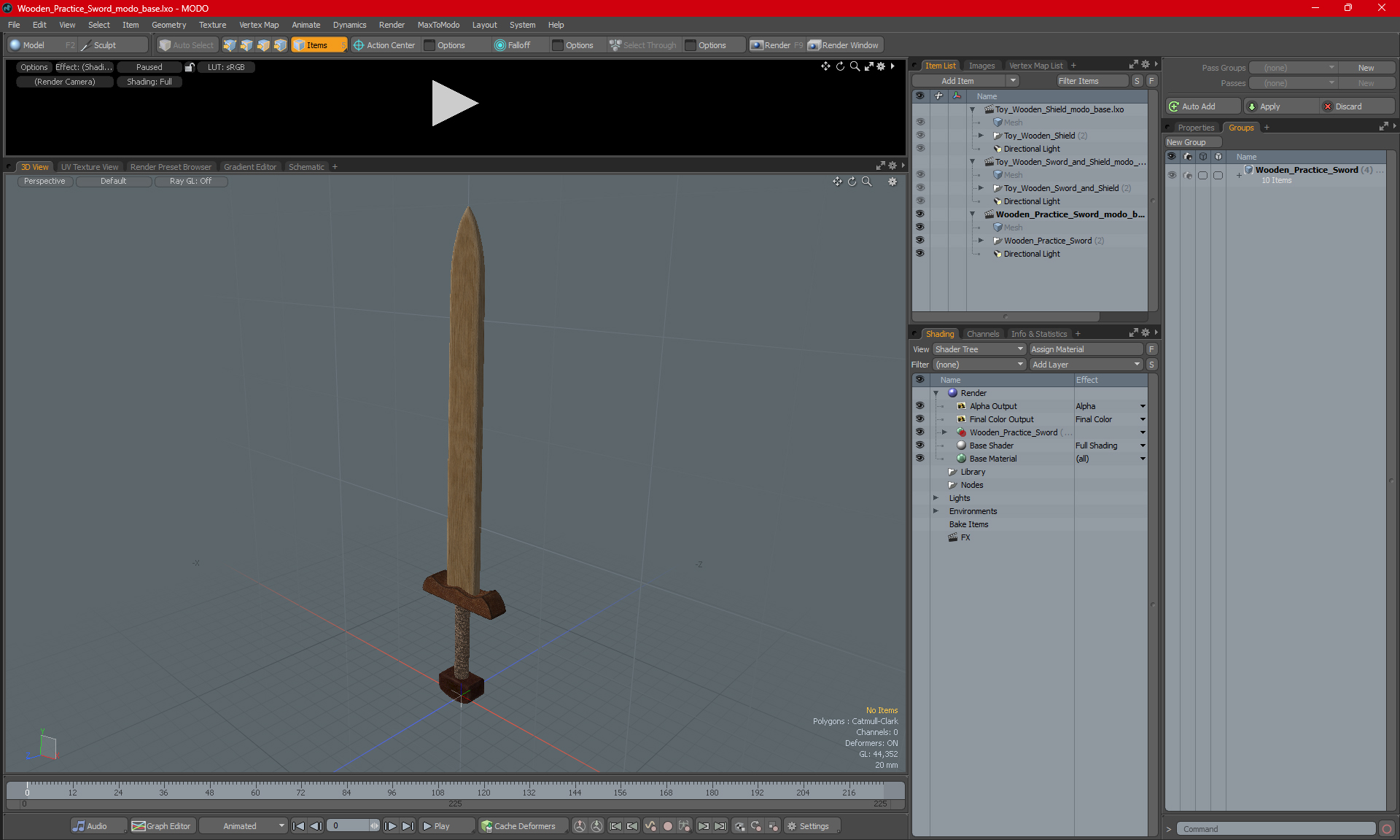 3D Wooden Practice Sword