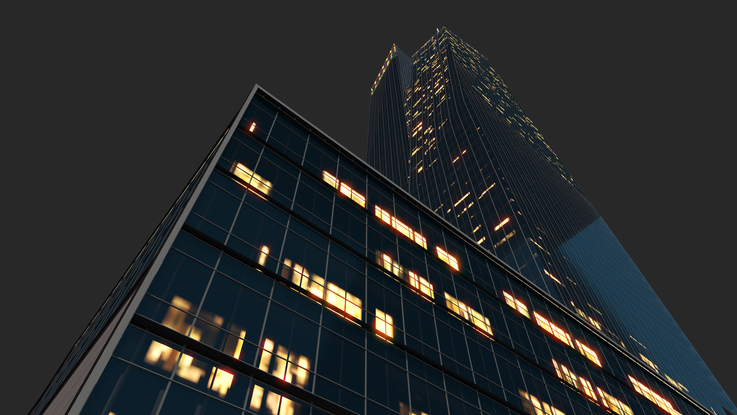 Bank of America Tower Night Lights On 3D