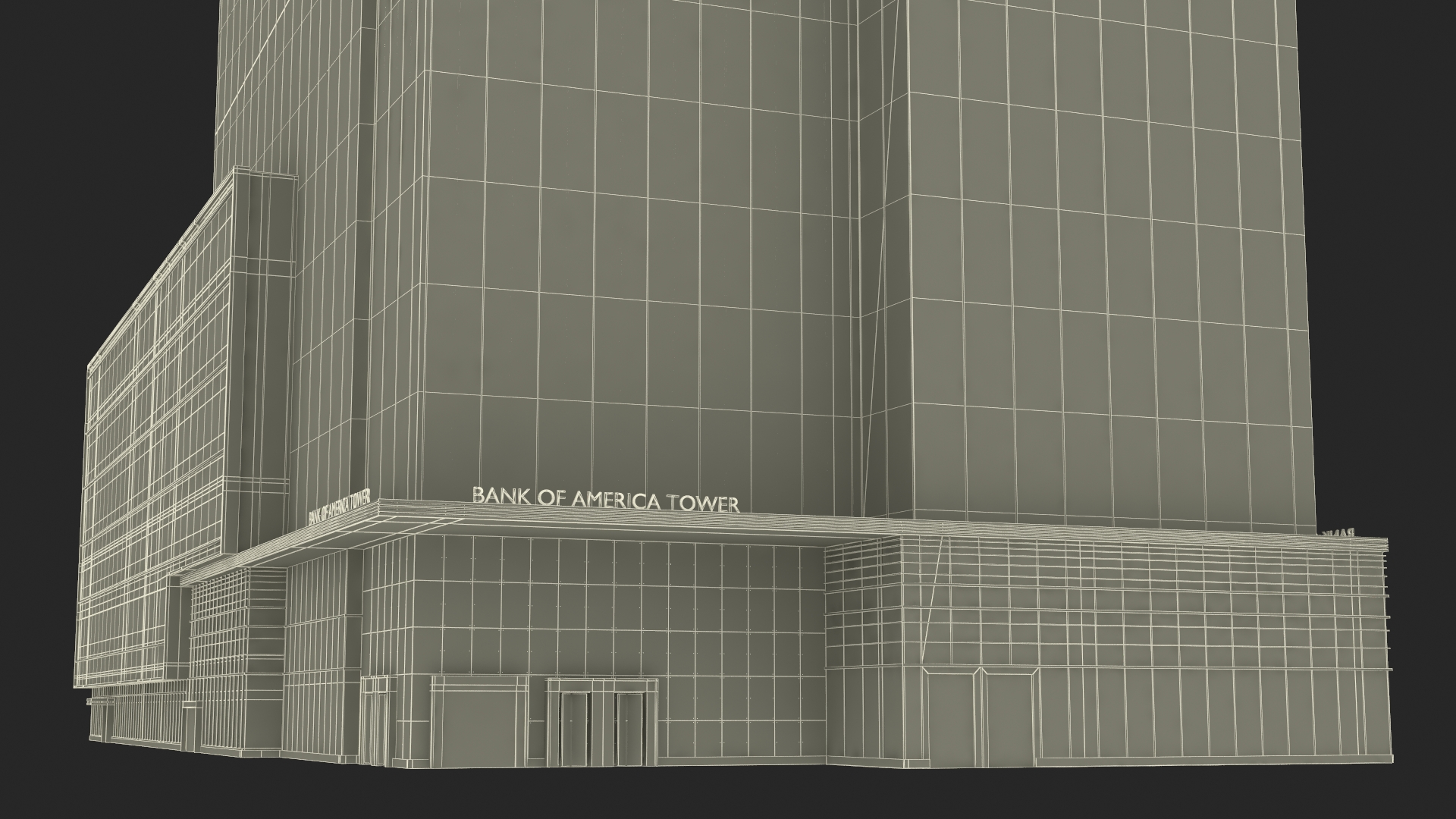 Bank of America Tower Night Lights On 3D