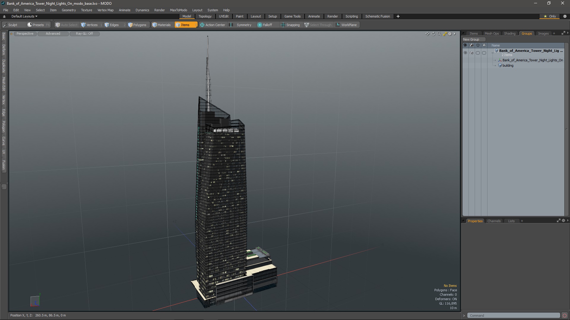 Bank of America Tower Night Lights On 3D