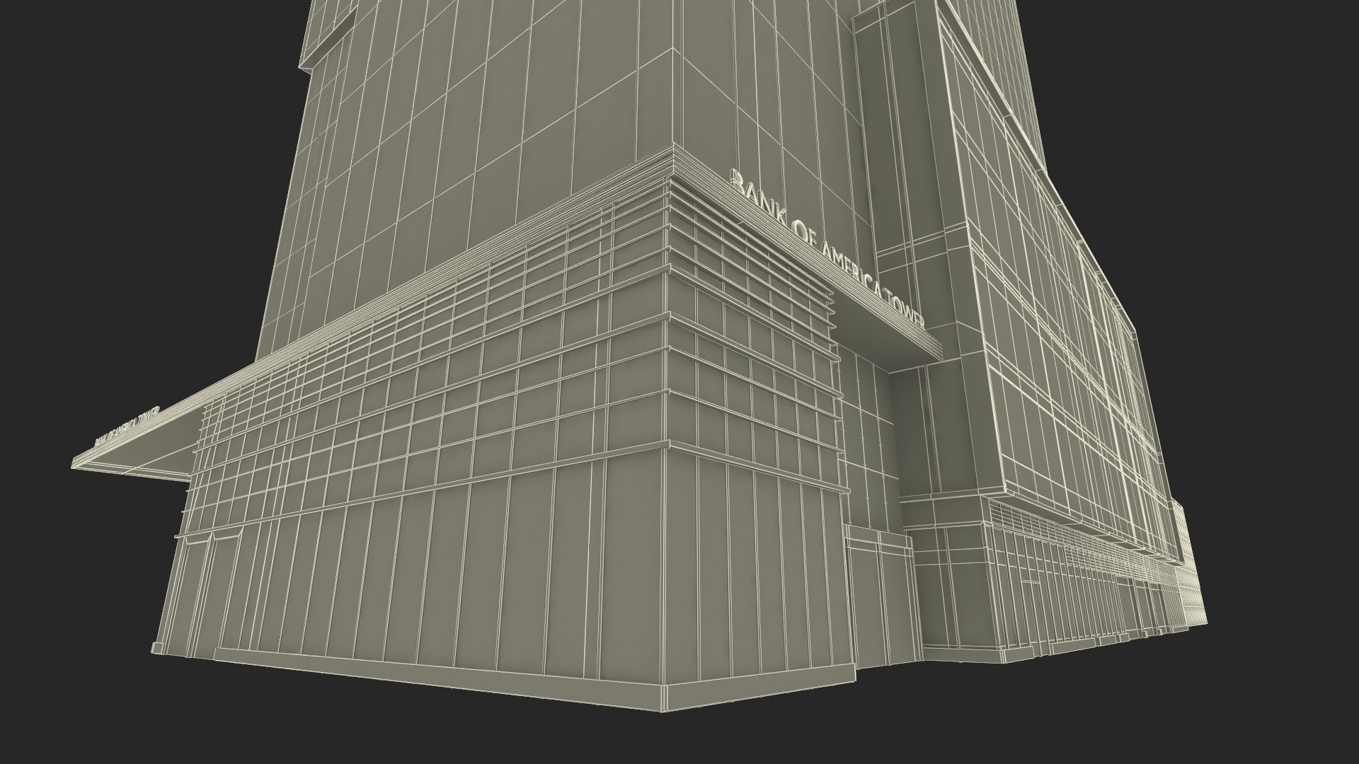 Bank of America Tower Night Lights On 3D