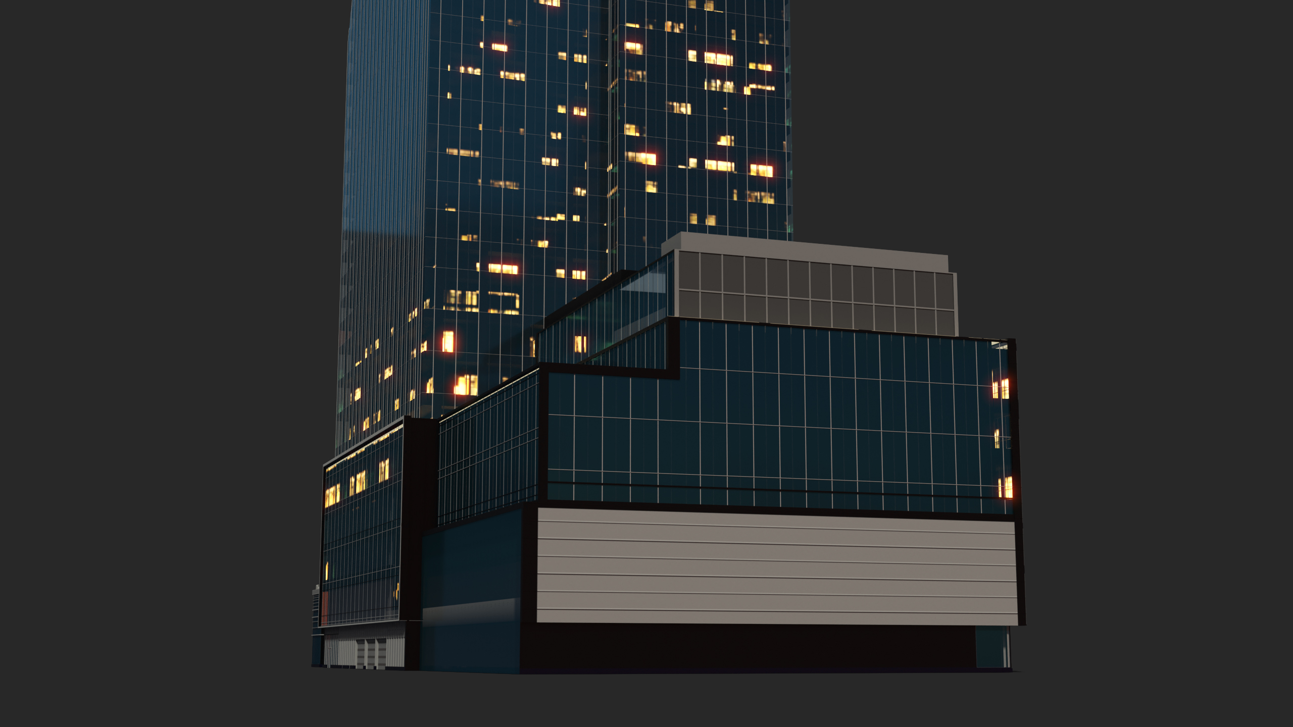 Bank of America Tower Night Lights On 3D