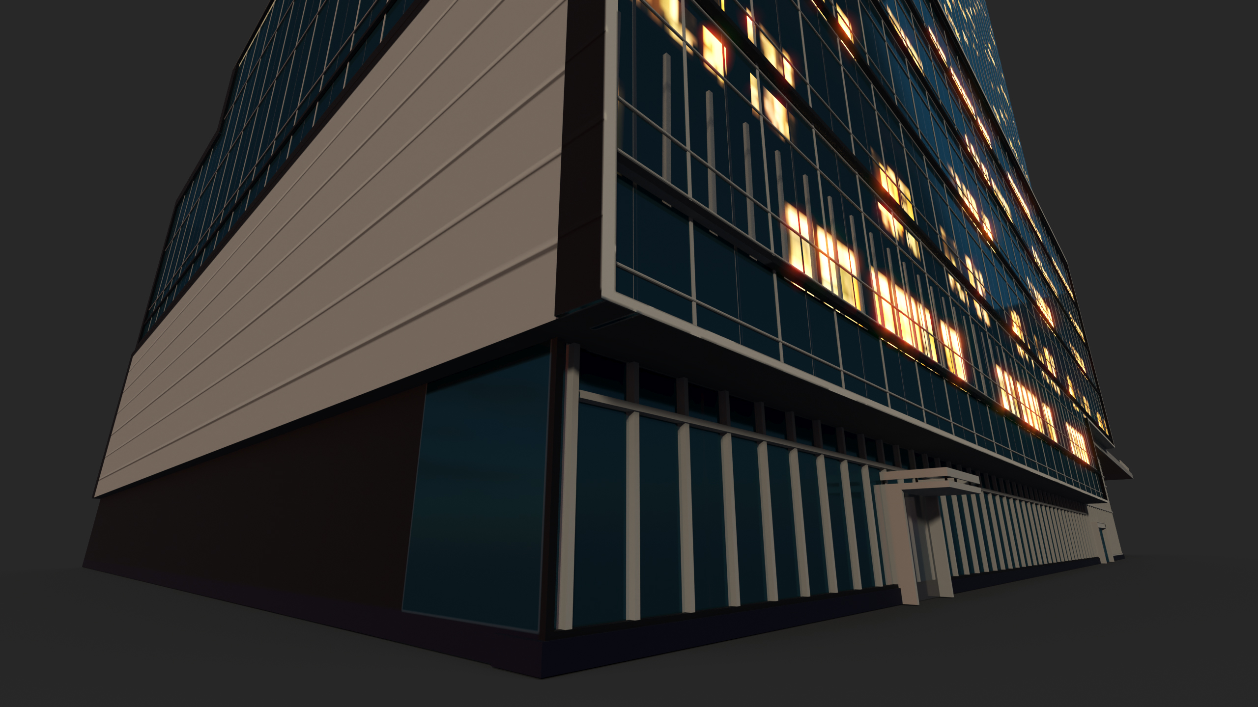 Bank of America Tower Night Lights On 3D
