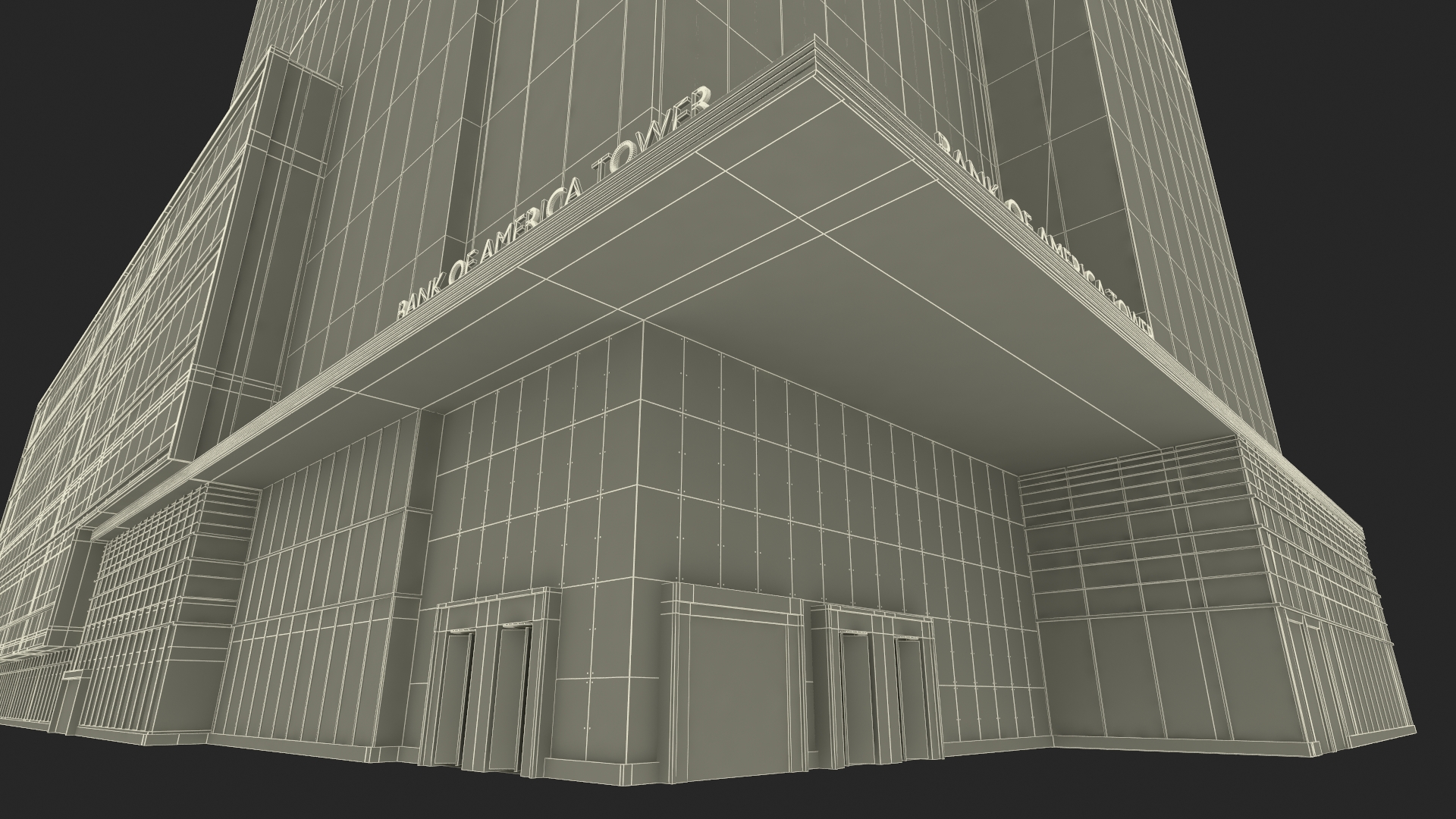 Bank of America Tower Night Lights On 3D