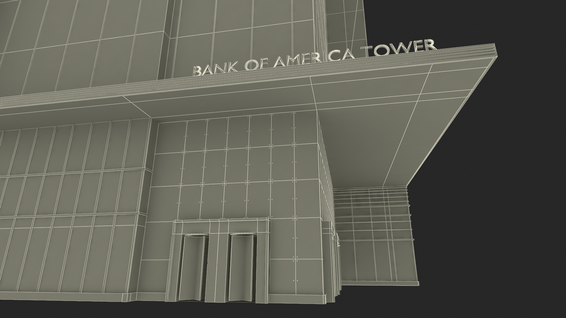 Bank of America Tower Night Lights On 3D