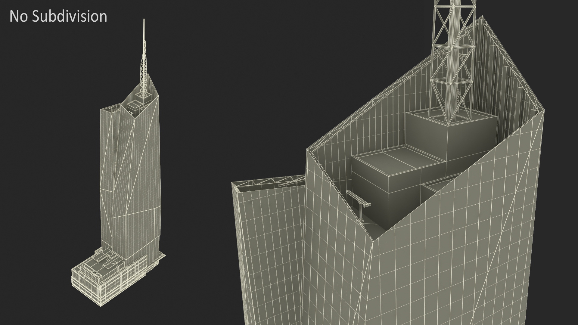 Bank of America Tower Night Lights On 3D