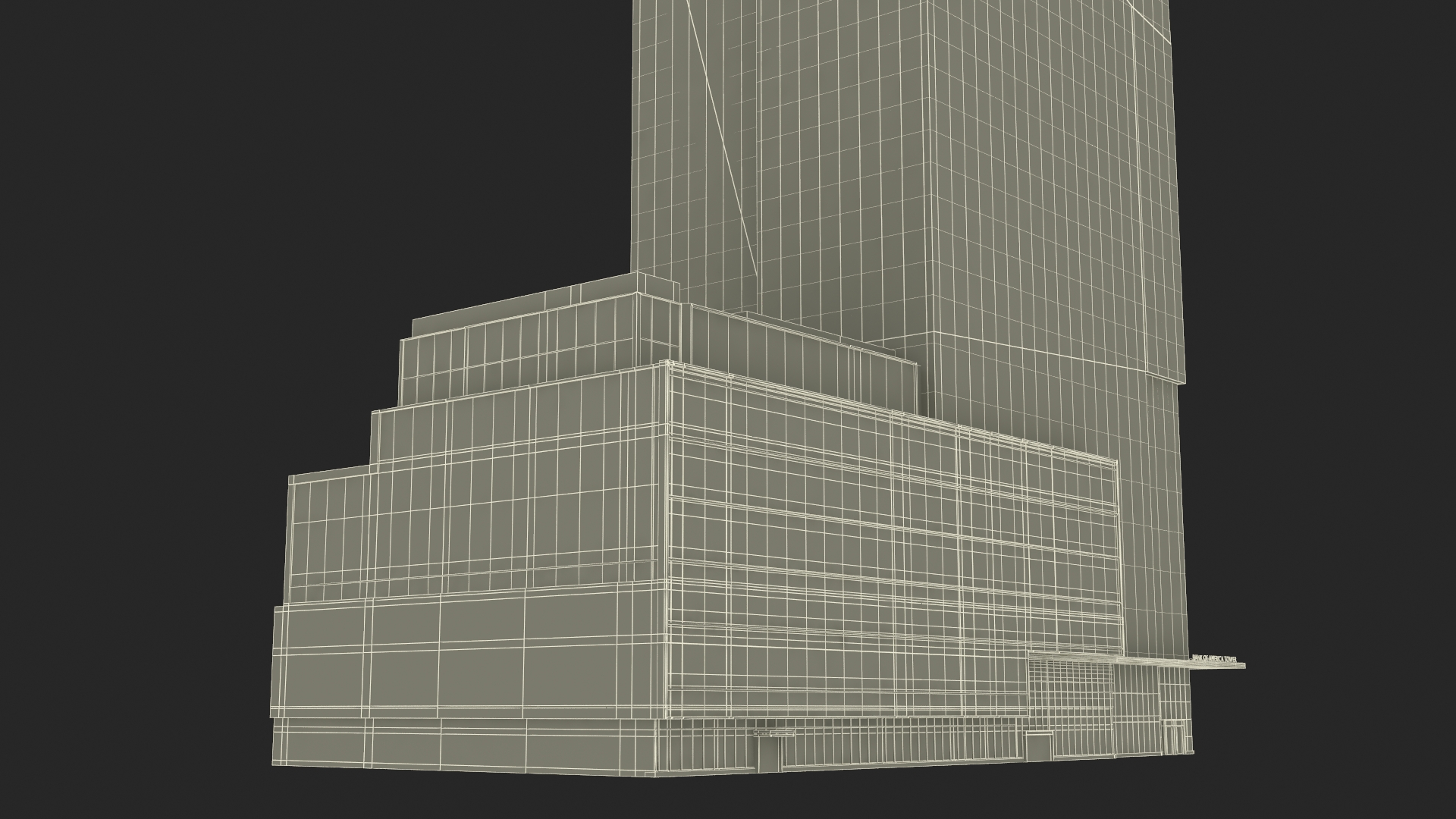 Bank of America Tower Night Lights On 3D