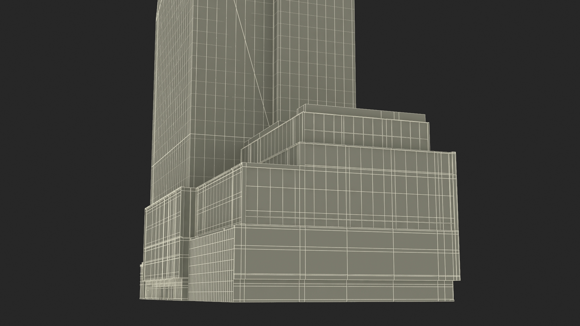 Bank of America Tower Night Lights On 3D