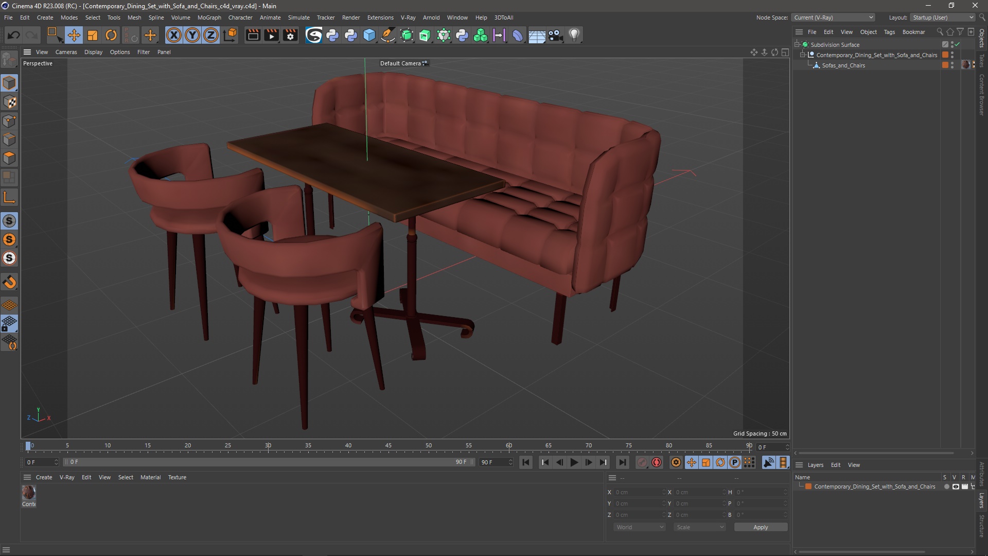 Contemporary Dining Set with Sofa and Chairs 3D model
