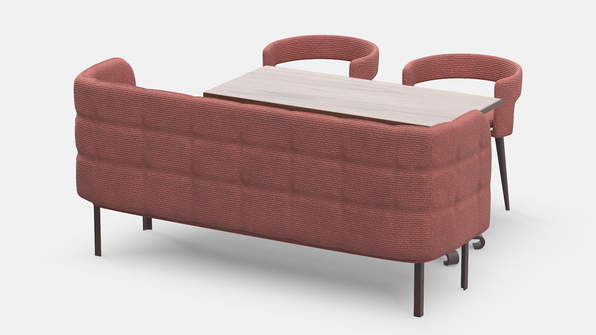 Contemporary Dining Set with Sofa and Chairs 3D model