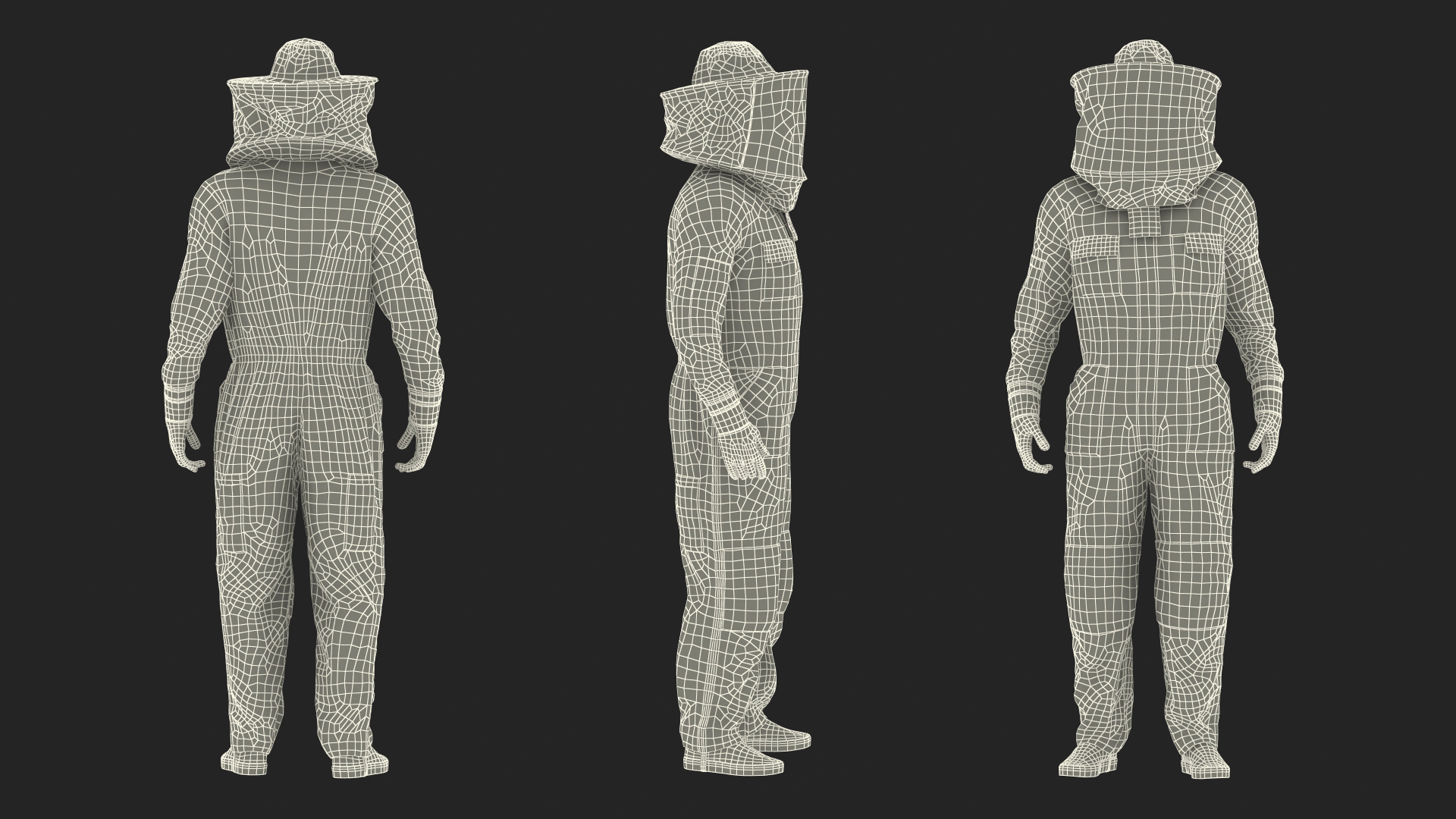 Male Beekeeper wearing Full Suit 3D