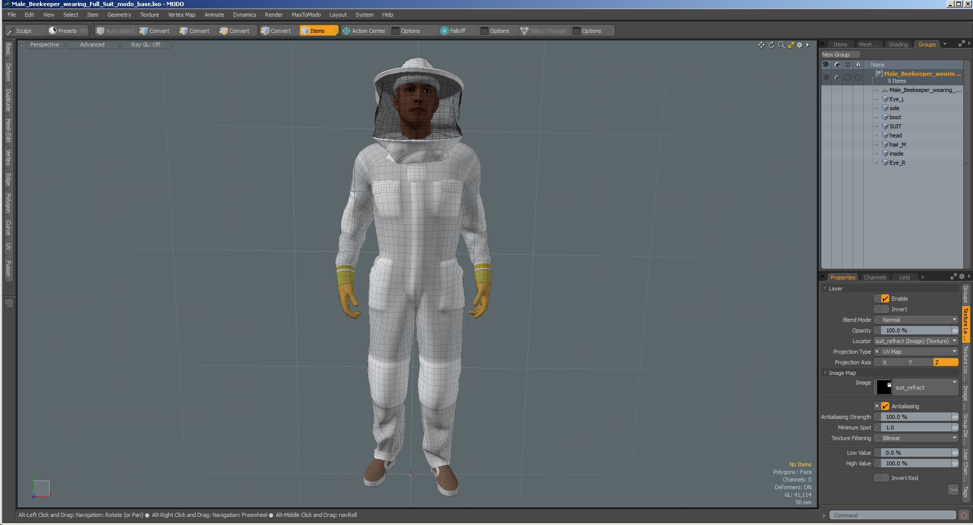 Male Beekeeper wearing Full Suit 3D
