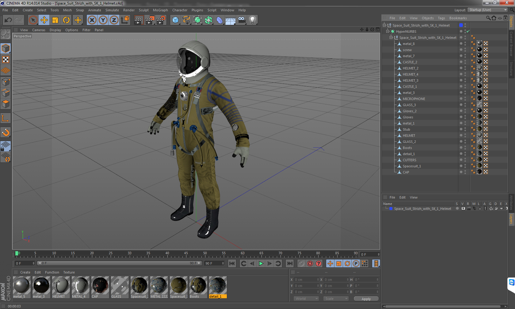 Space Suit Strizh with SK 1 Helmet 3D model