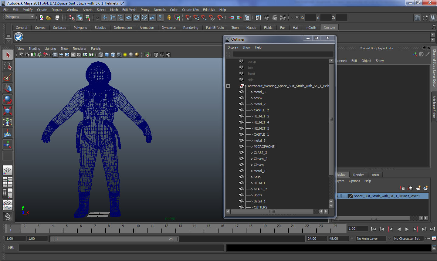 Space Suit Strizh with SK 1 Helmet 3D model