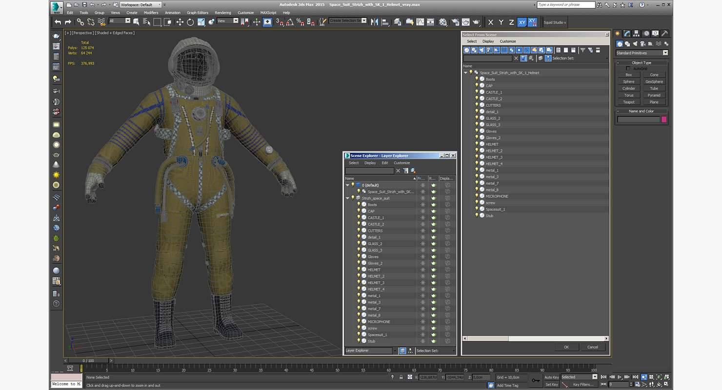 Space Suit Strizh with SK 1 Helmet 3D model